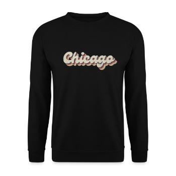 Nostalgique des années 70 USA City - Vintage Chicago - Sweat-shirt Unisexe - noir - Devant - Alina (178cm) & Michal (187cm)
