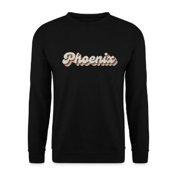 Nostalgic 70s USA City - Vintage Phoenix - Unisex Sweatshirt - black - Front - Alina (178cm) & Michal (187cm)