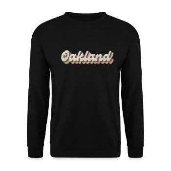 Nostalgisch 70er USA Stadt - Vintage Oakland - Unisex Pullover - Schwarz - Vorne - Alina (178cm) & Michal (187cm)