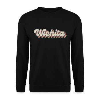 Nostalgic 70s USA City - Vintage Wichita - Unisex Sweatshirt - black - Front - Alina (178cm) & Michal (187cm)