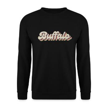 Nostalgique des années 70 USA City - Vintage Buffalo - Sweat-shirt Unisexe - noir - Devant - Alina (178cm) & Michal (187cm)