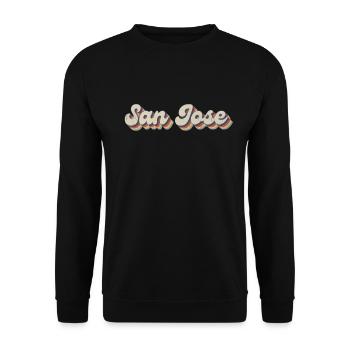 Nostalgisch 70er USA Stadt - Vintage San Jose - Unisex Pullover - Schwarz - Vorne - Alina (178cm) & Michal (187cm)