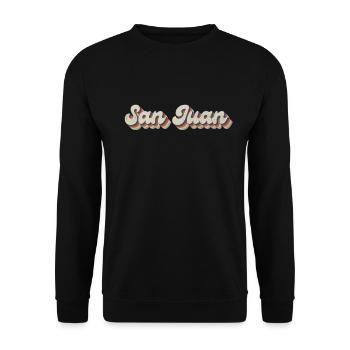 Nostalgic 70s USA City - Vintage San Juan - Unisex Sweatshirt - black - Front - Alina (178cm) & Michal (187cm)