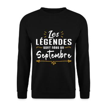 Les légendaires sont nées en septembre - Sweat-shirt Unisexe - noir - Devant - Alina (178cm) & Michal (187cm)