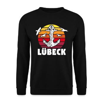 Lübeck Sprüche Hansestadt Luebeck - Unisex Pullover - Schwarz - Vorne - Alina (178cm) & Michal (187cm)