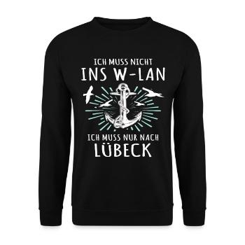 Lübeck Sprüche Hansestadt Luebeck - Unisex Pullover - Schwarz - Vorne - Alina (178cm) & Michal (187cm)