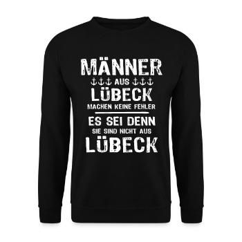 Lübeck Sprüche Hansestadt Luebeck - Unisex Pullover - Schwarz - Vorne - Alina (178cm) & Michal (187cm)