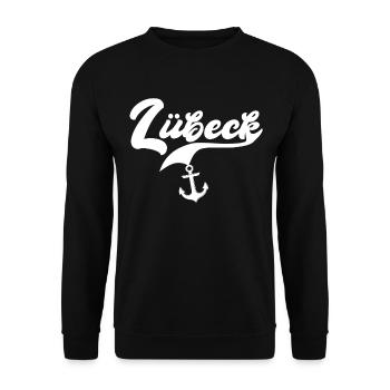 Lübeck Sprüche Hansestadt Luebeck - Unisex Pullover - Schwarz - Vorne - Alina (178cm) & Michal (187cm)