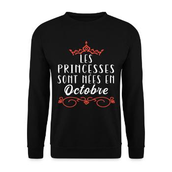 Les Princesse Sont Nées En Octobre Anniversaire - Sweat-shirt Unisexe - noir - Devant - Alina (178cm) & Michal (187cm)