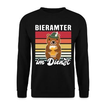 Beamter Bär Bier Biersprüche Biertrinker - Unisex Pullover - Schwarz - Vorne - Alina (178cm) & Michal (187cm)