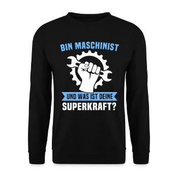 Maschinist Sprüche Maschinenführer - Unisex Pullover - Schwarz - Vorne - Alina (178cm) & Michal (187cm)