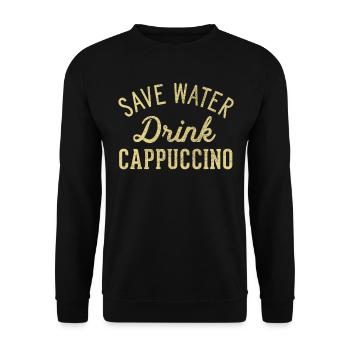 Sparen Sie Wassergetränk Cappuccino - Unisex Pullover - Schwarz - Vorne - Alina (178cm) & Michal (187cm)
