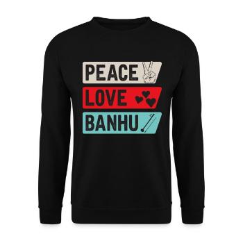 Peace Love Banhu Stringed Instrument - Unisex Sweatshirt - black - Front - Alina (178cm) & Michal (187cm)