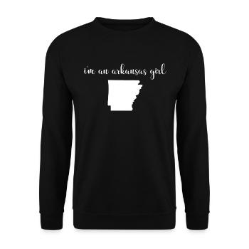 Ich Bin Ein Mädchen In Arkansas - Staat - Unisex Pullover - Schwarz - Vorne - Alina (178cm) & Michal (187cm)