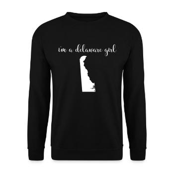 Ich Bin Ein Mädchen Aus Delaware - Staat - Unisex Pullover - Schwarz - Vorne - Alina (178cm) & Michal (187cm)