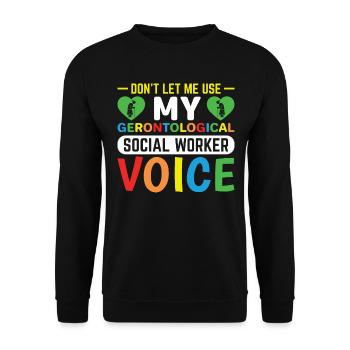 Travailleur social gérontologique Emploi Gérontologie - Sweat-shirt Unisexe - noir - Devant - Alina (178cm) & Michal (187cm)