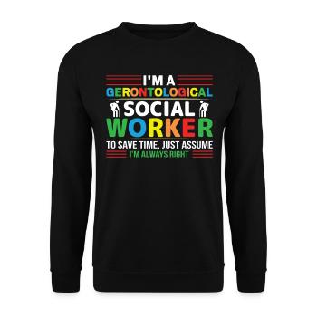 Travailleur social gérontologique Emploi Gérontologie - Sweat-shirt Unisexe - noir - Devant - Alina (178cm) & Michal (187cm)