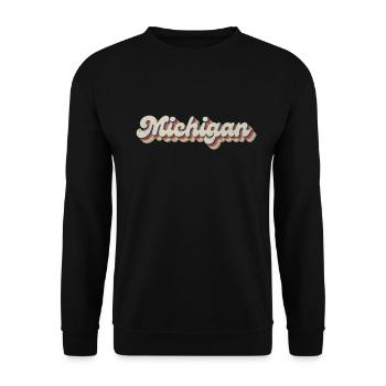 Vintage Hippie 70er USA Staat - Retro Michigan - Unisex Pullover - Schwarz - Vorne - Alina (178cm) & Michal (187cm)