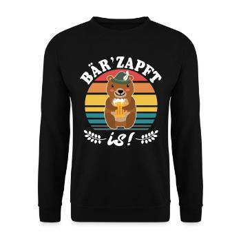 Bier Bayern Dialekt Bär Volksfest Biersprüche - Unisex Pullover - Schwarz - Vorne - Alina (178cm) & Michal (187cm)
