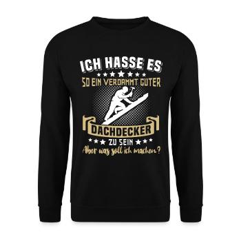 Dachdecker Beruf Dachdecken - Unisex Pullover - Schwarz - Vorne - Alina (178cm) & Michal (187cm)