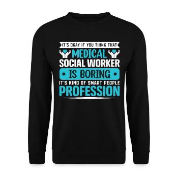 Travailleur social médical Emploi Hôpital - Sweat-shirt Unisexe - noir - Devant - Alina (178cm) & Michal (187cm)