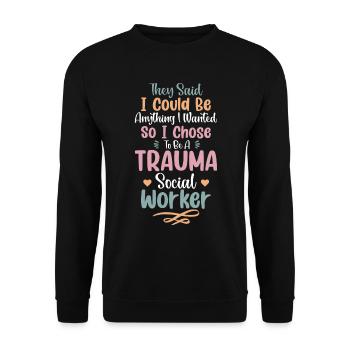 Trauma Travailleur social Profession Emploi Santé mentale - Sweat-shirt Unisexe - noir - Devant - Alina (178cm) & Michal (187cm)