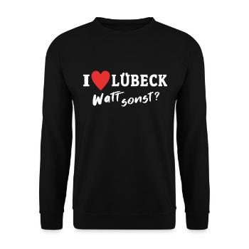 I Love Lübeck Liebe - Unisex Pullover - Schwarz - Vorne - Alina (178cm) & Michal (187cm)