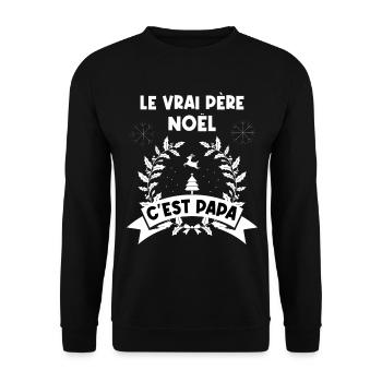 t-shirt fete des pères vrais papas sont les Noel, - Sweat-shirt Unisexe - noir - Devant - Alina (178cm) & Michal (187cm)