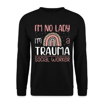 Je ne suis pas une dame Je suis une travailleuse sociale traumatisée Profession - Sweat-shirt Unisexe - noir - Devant - Alina (178cm) & Michal (187cm)