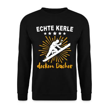 Dachdecker Handwerker Dachdecken - Unisex Pullover - Schwarz - Vorne - Alina (178cm) & Michal (187cm)