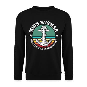 Wismar Ostsee Wismarer Urlaub - Unisex Pullover - Schwarz - Vorne - Alina (178cm) & Michal (187cm)