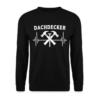 Dachdecker EKG Dachdecken Herzlinie - Unisex Pullover - Schwarz - Vorne - Alina (178cm) & Michal (187cm)