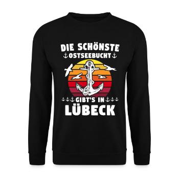 Lübeck Sprüche Hansestadt Luebeck - Unisex Pullover - Schwarz - Vorne - Alina (178cm) & Michal (187cm)