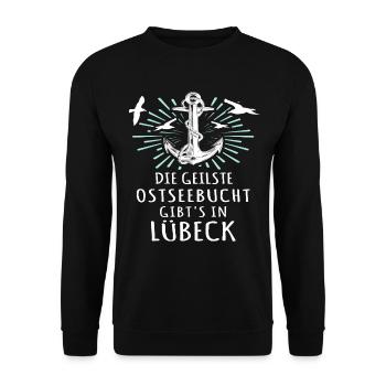 Lübeck Sprüche Hansestadt Luebeck - Unisex Pullover - Schwarz - Vorne - Alina (178cm) & Michal (187cm)