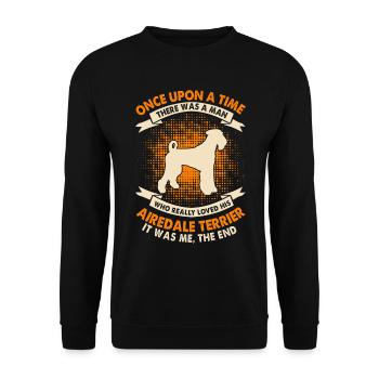 Es War Einmal Zeit - Airedale Terrier - Unisex Pullover - Schwarz - Vorne - Alina (178cm) & Michal (187cm)