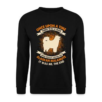 Einmal - Alaskan Malamute - Unisex Pullover - Schwarz - Vorne - Alina (178cm) & Michal (187cm)