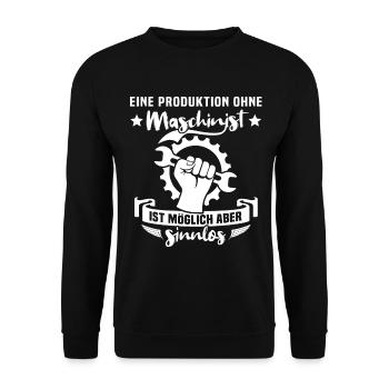 Maschinist - Unisex Pullover - Schwarz - Vorne - Alina (178cm) & Michal (187cm)