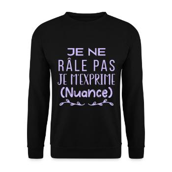 Je ne râle pas je m'exprime (nuance) - Sweat-shirt Unisexe - noir - Devant - Alina (178cm) & Michal (187cm)