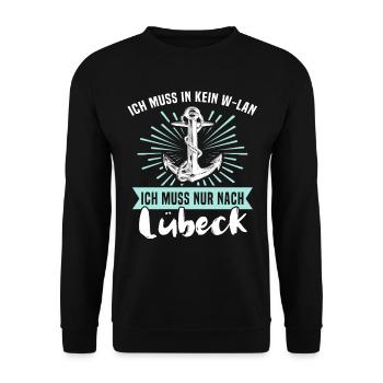 Lübeck Hansestadt Luebeck - Unisex Pullover - Schwarz - Vorne - Alina (178cm) & Michal (187cm)