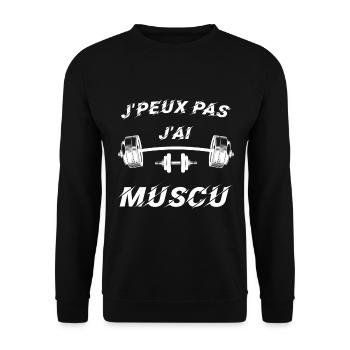 J peux pas j ai muscu - Sweat-shirt Unisexe - noir - Devant - Alina (178cm) & Michal (187cm)