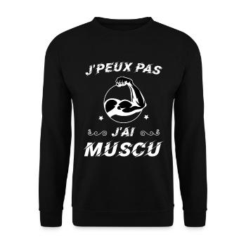 J peux pas j ai muscu - Sweat-shirt Unisexe - noir - Devant - Alina (178cm) & Michal (187cm)