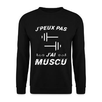 J peux pas j ai muscu - Sweat-shirt Unisexe - noir - Devant - Alina (178cm) & Michal (187cm)