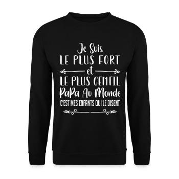 je suis le plus fort et le plus gentil papa - Sweat-shirt Unisexe - noir - Devant - Alina (178cm) & Michal (187cm)