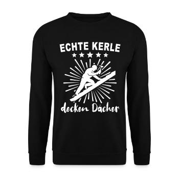 Dachdecker Dachdecken - Unisex Pullover - Schwarz - Vorne - Alina (178cm) & Michal (187cm)