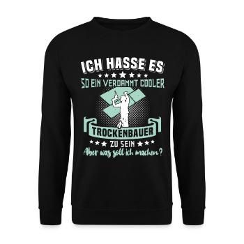 Trockenbauer Trockenbaumonteur Trockenbau - Unisex Pullover - Schwarz - Vorne - Alina (178cm) & Michal (187cm)