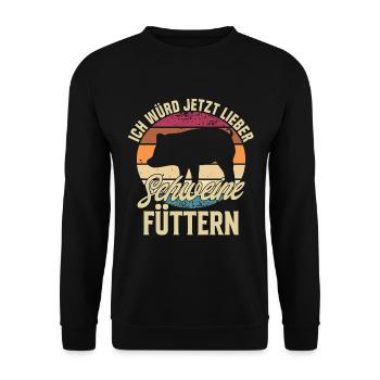 Ich Würd Jetzt Lieber Schweine Füttern - Schweine - Unisex Pullover - Schwarz - Vorne - Alina (178cm) & Michal (187cm)