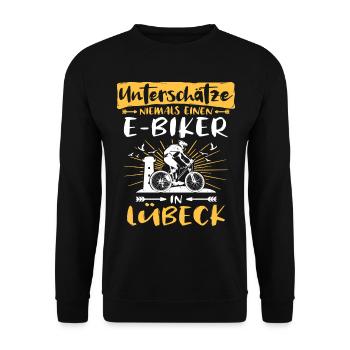 Ebike Lübeck Ebiking Lübecker E-Biker - Unisex Pullover - Schwarz - Vorne - Alina (178cm) & Michal (187cm)