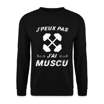 J peux pas j ai muscu - Sweat-shirt Unisexe - noir - Devant - Alina (178cm) & Michal (187cm)