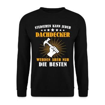 Dachdecker Handwerker Dachdecken - Unisex Pullover - Schwarz - Vorne - Alina (178cm) & Michal (187cm)