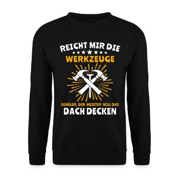 Dachdecker Handwerker Dachdecken - Unisex Pullover - Schwarz - Vorne - Alina (178cm) & Michal (187cm)